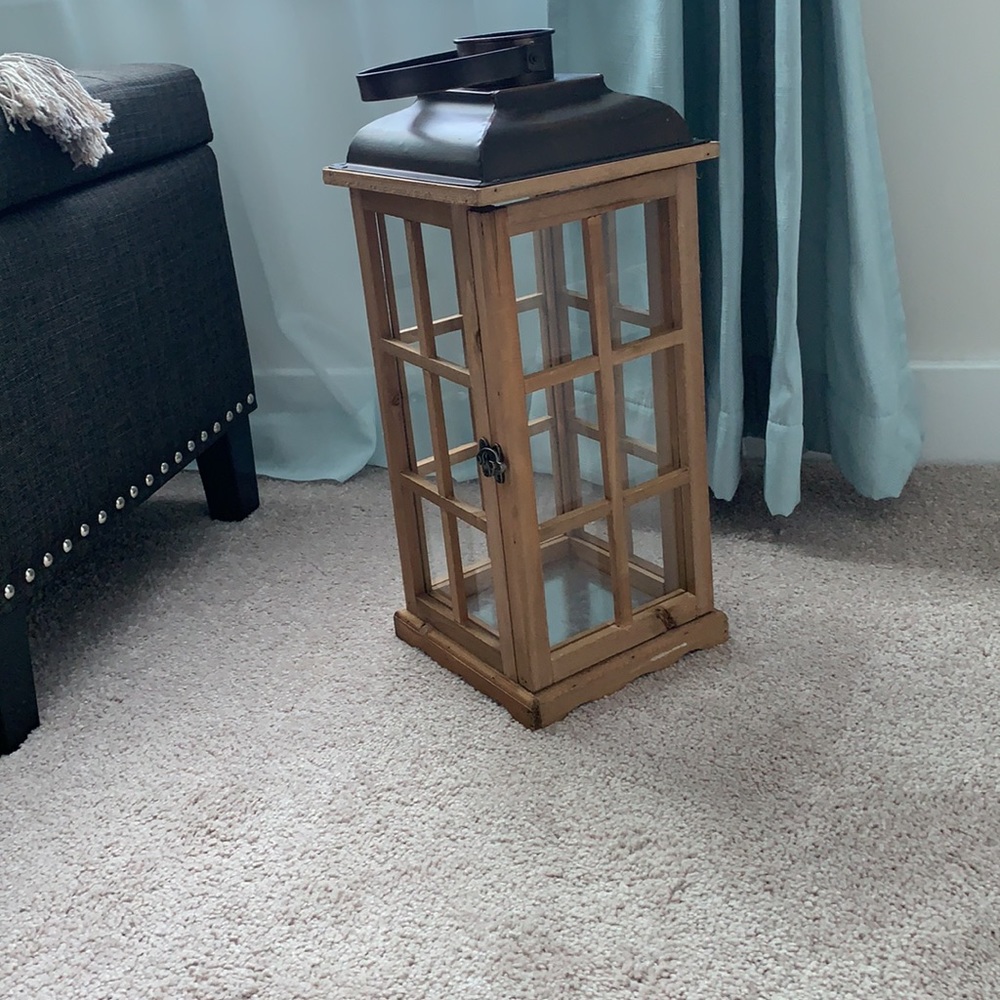✨Like New Farmhouse Wooden Glass Large Candle Lantern